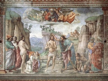 クリスチャン・イエス Painting - キリストの洗礼 1486 年宗教者ドメニコ ギルランダイオ